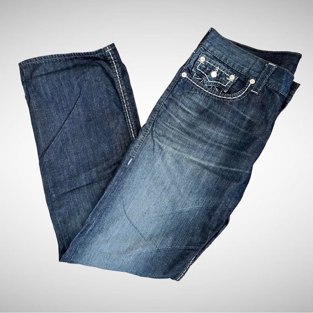 True Religion Mens Blue Straight Jeans Size 38 W